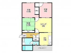 加古川市平岡町山之上、マンションの間取り画像です