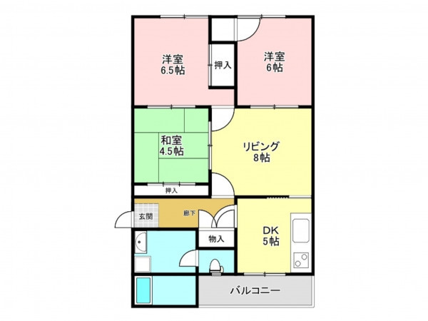 加古川市平岡町山之上、マンションの間取り画像です