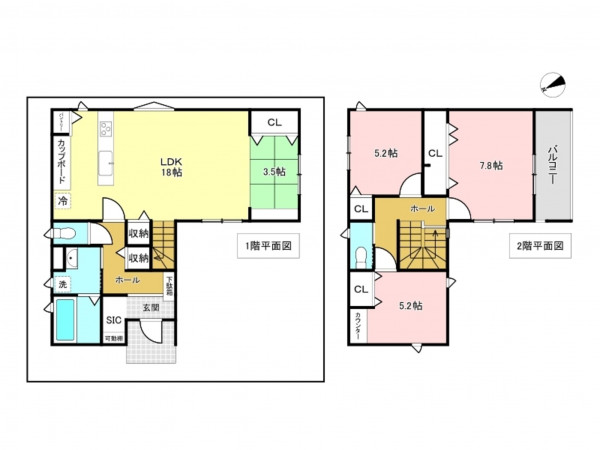 加古川市平岡町二俣、新築一戸建ての間取り画像です