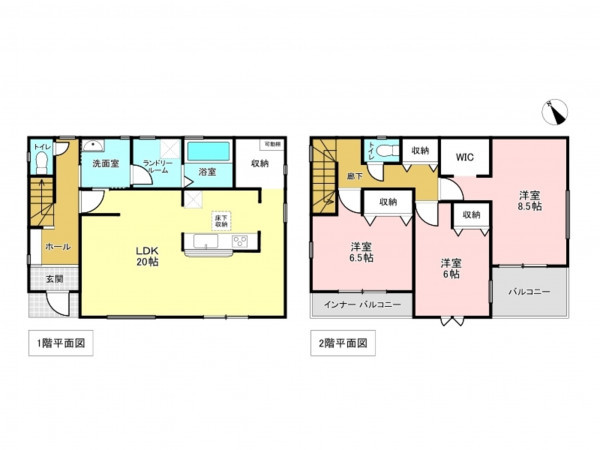 加古川市西神吉町大国、新築一戸建ての間取り画像です
