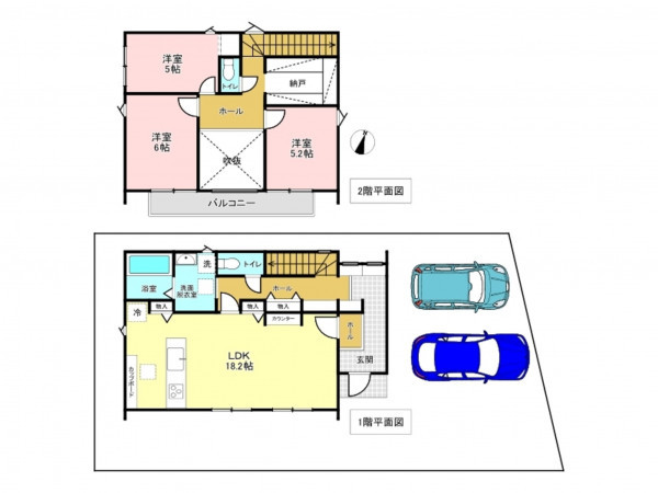 加古川市平岡町高畑、新築一戸建ての間取り画像です