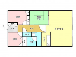 加古川市野口町長砂、マンションの間取り画像です
