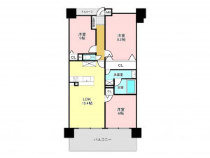 加古川市加古川町粟津、マンションの間取り画像です