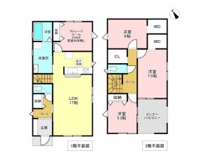加古川市野口町長砂、新築一戸建ての間取り画像です