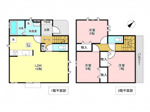 加古川市加古川町本町、新築一戸建ての間取り画像です