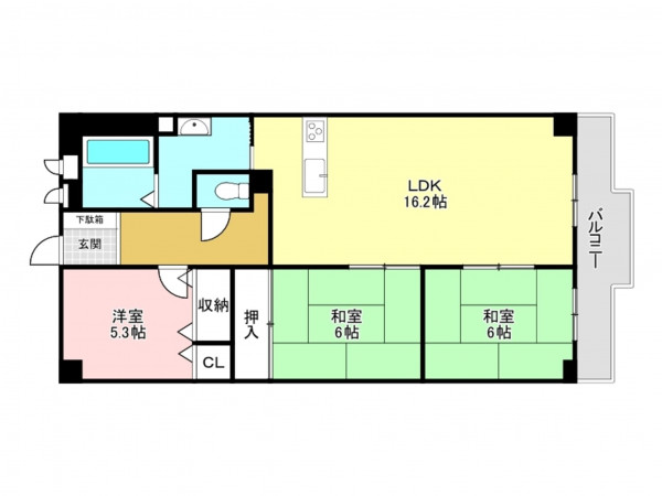 加古川市平岡町中野、マンションの間取り画像です