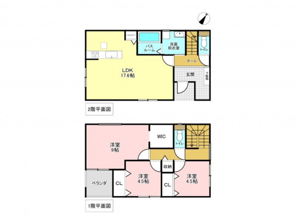 加古川市加古川町中津、新築一戸建ての間取り画像です