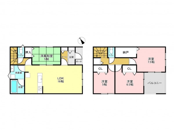 加古川市尾上町安田、中古一戸建ての間取り画像です