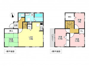 加古川市尾上町養田、中古一戸建ての間取り画像です