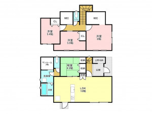 加古川市西神吉町岸、中古一戸建ての間取り画像です