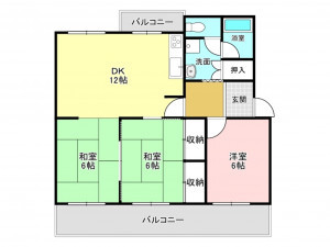加古川市尾上町養田、マンションの間取り画像です