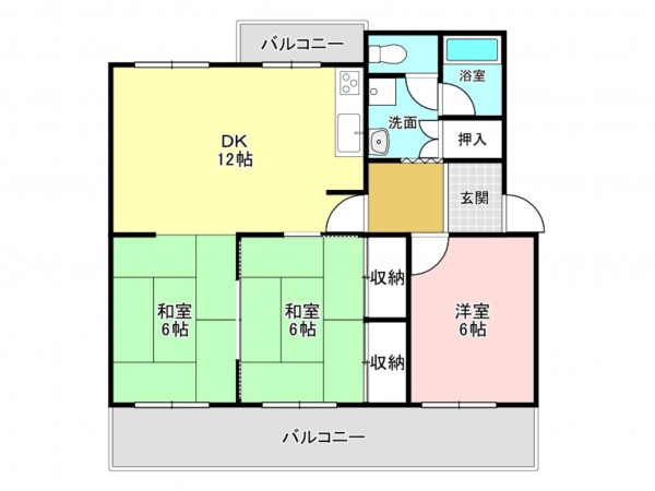 加古川市尾上町養田、マンションの間取り画像です