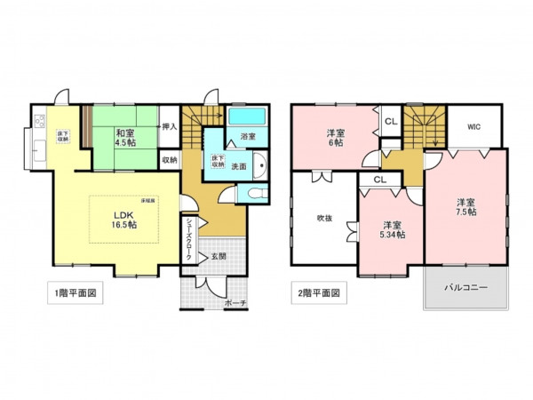 加古川市西神吉町岸、中古一戸建ての間取り画像です