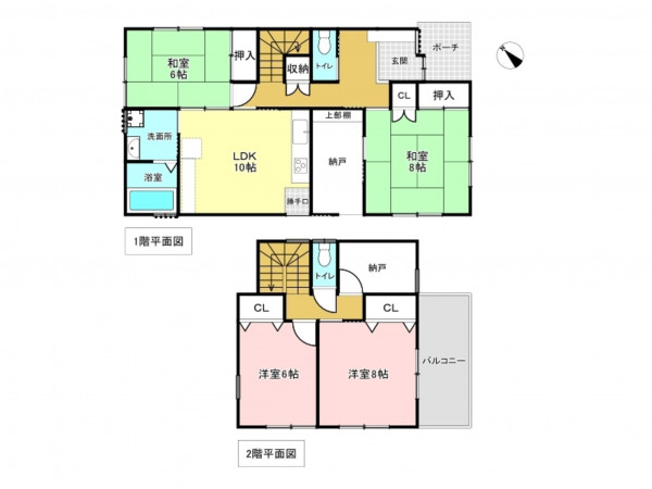 加古川市加古川町粟津、中古一戸建ての間取り画像です