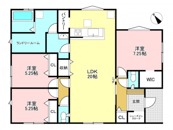 加古川市野口町長砂、新築一戸建ての間取り画像です