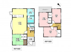 加古川市別府町新野辺、中古一戸建ての間取り画像です