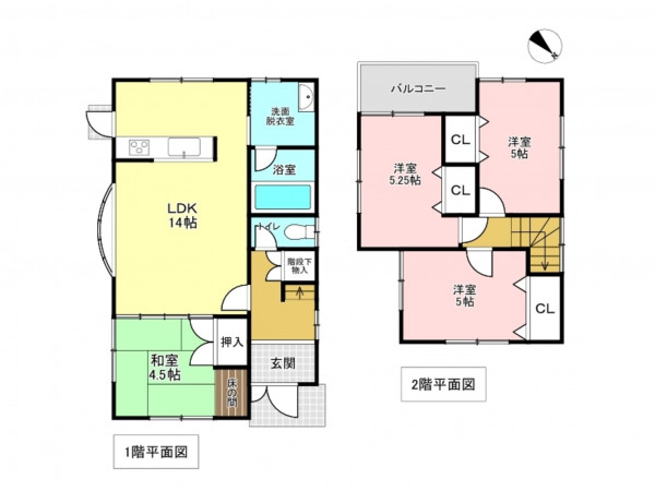 加古川市別府町新野辺、中古一戸建ての間取り画像です