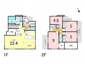 我孫子市並木、新築一戸建ての間取り画像です