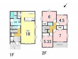 我孫子市布佐、新築一戸建ての間取り画像です