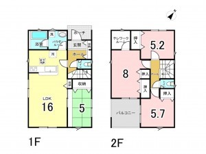 我孫子市布佐、新築一戸建ての間取り画像です