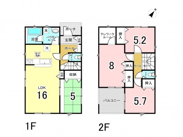 我孫子市布佐、新築一戸建ての間取り画像です