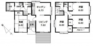 我孫子市古戸、中古一戸建ての間取り画像です