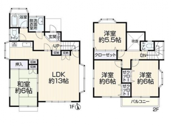 我孫子市寿、中古一戸建ての間取り画像です