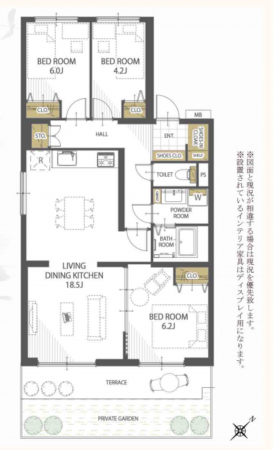 我孫子市白山、マンションの間取り画像です