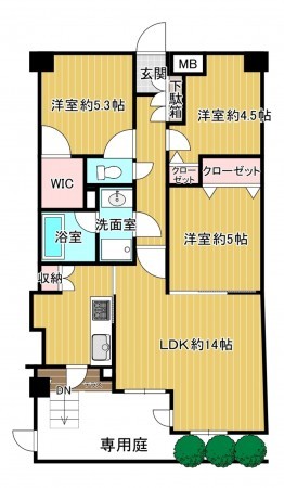 船橋市市場、マンションの間取り画像です