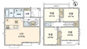 船橋市海神、新築一戸建ての間取り画像です