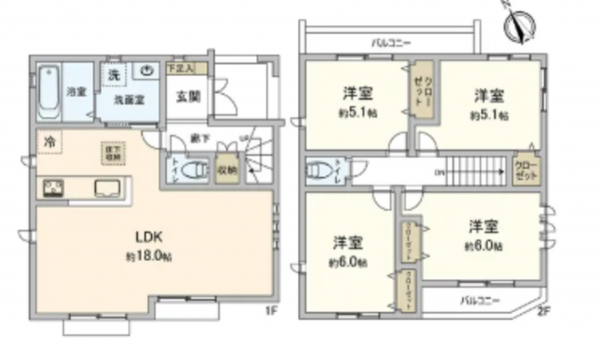 船橋市海神、新築一戸建ての間取り画像です