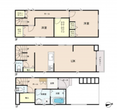 船橋市本町、中古一戸建ての間取り画像です