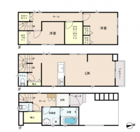 船橋市本町、中古一戸建ての間取り画像です