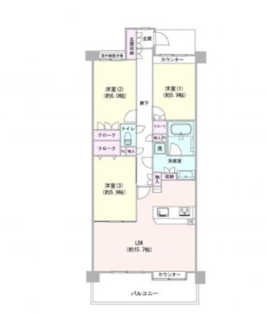 船橋市本町、マンションの間取り画像です