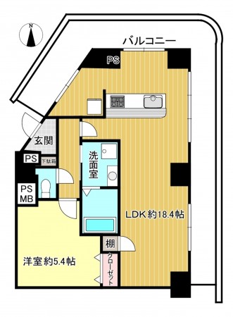 船橋市宮本、マンションの間取り画像です