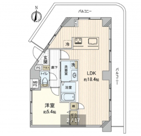 船橋市宮本、マンションの間取り画像です