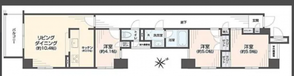 船橋市本町、マンションの間取り画像です