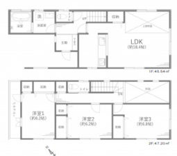 船橋市日の出、中古一戸建ての間取り画像です