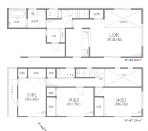 船橋市日の出、中古一戸建ての間取り画像です
