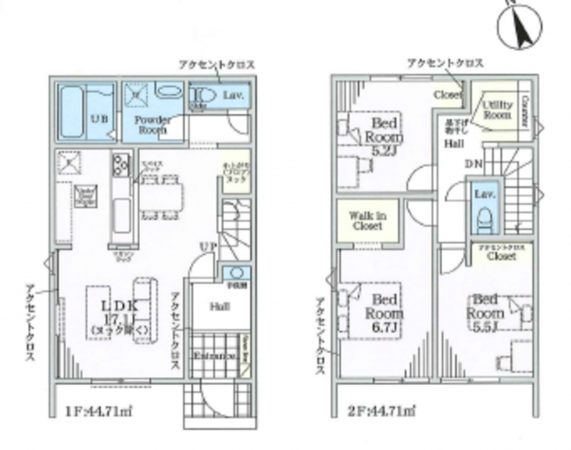 鎌ケ谷市、新築一戸建ての間取り画像です