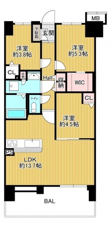 船橋市海神町西、マンションの間取り画像です