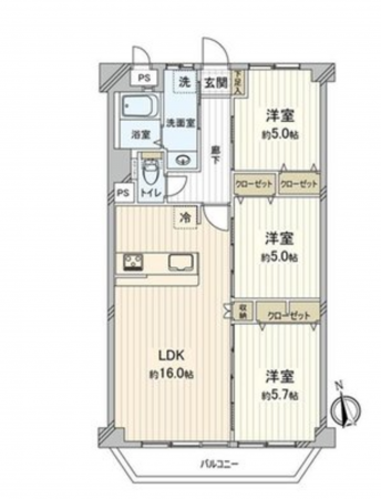 船橋市本町、マンションの間取り画像です