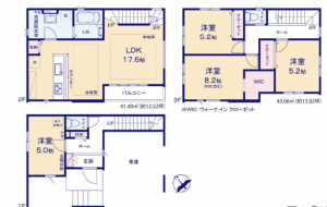 船橋市南本町、新築一戸建ての間取り画像です