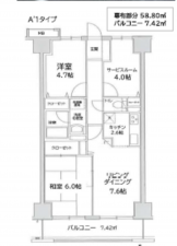 船橋市本町、マンションの間取り画像です