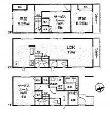 船橋市浜町、新築一戸建ての間取り画像です