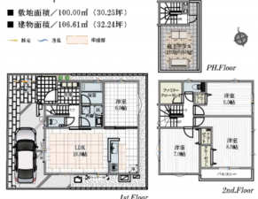 船橋市栄町、新築一戸建ての間取り画像です