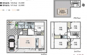 船橋市栄町、新築一戸建ての間取り画像です