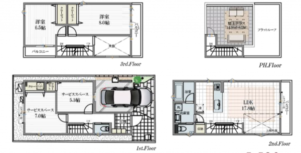 船橋市栄町、新築一戸建ての間取り画像です
