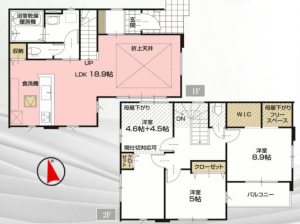 船橋市夏見、新築一戸建ての間取り画像です