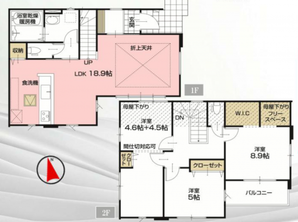 船橋市夏見、新築一戸建ての間取り画像です
